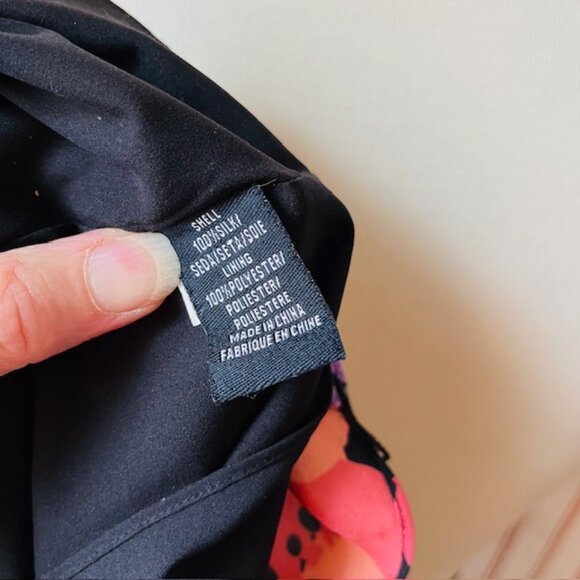 Tibi‎ Silk Bold Floral Mini Tunic Dress Smock Neck Tie Back Size 2 Purple Navy - Picture 8 of 8